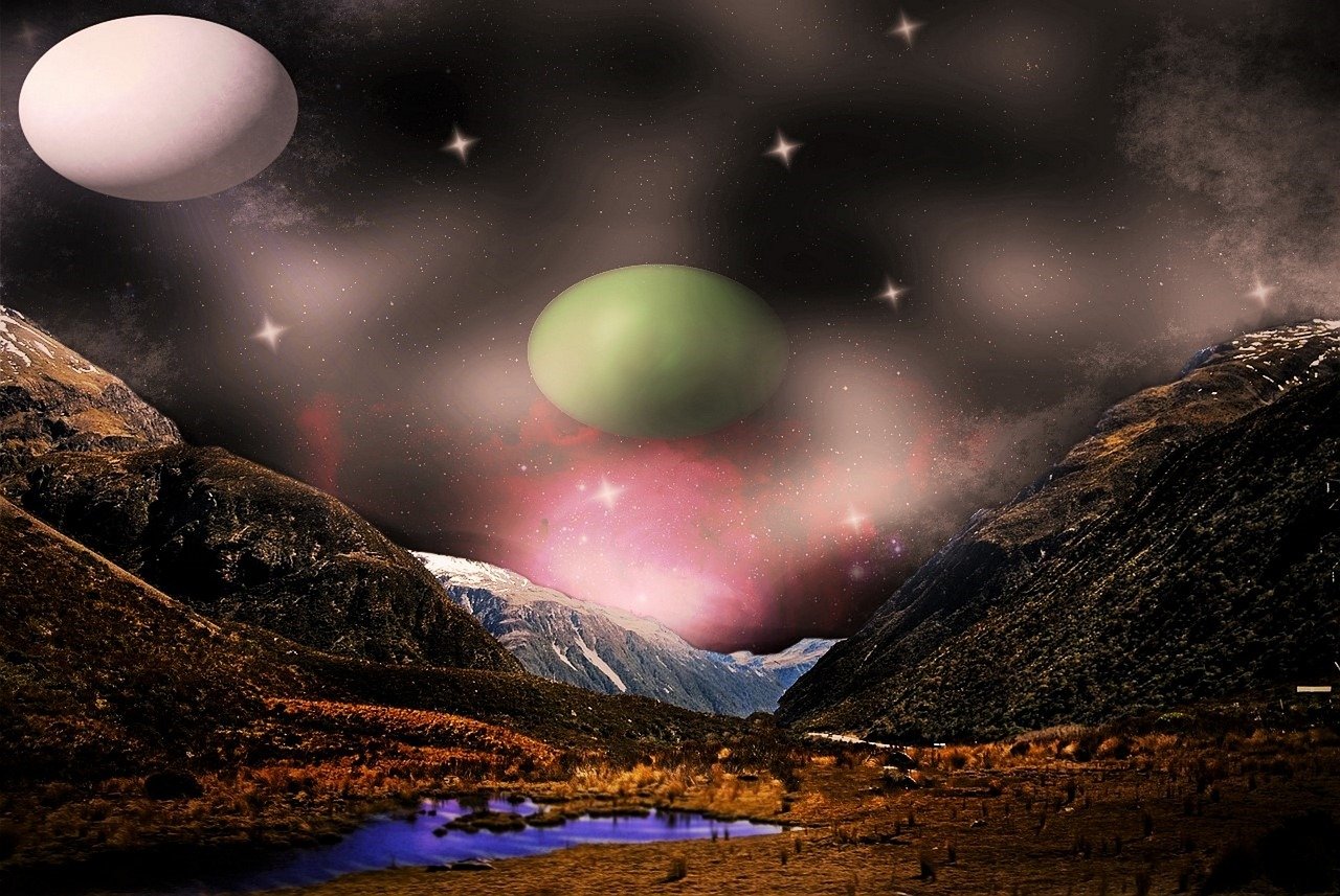 红金龙望星空，探索宇宙的神秘与诗意